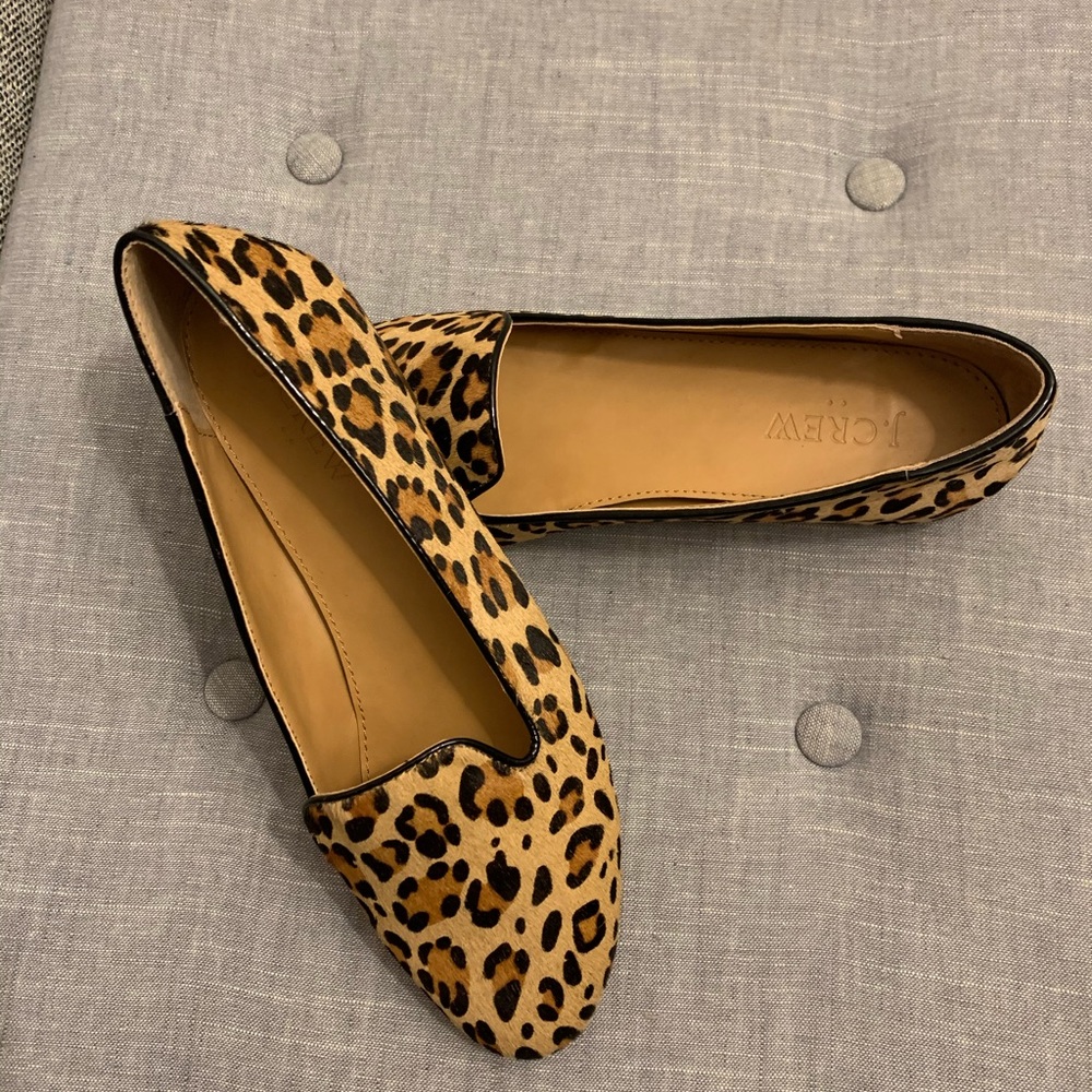 J Crew leopard calf hair flats. Perfect and new